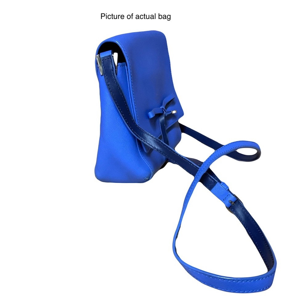 Kate Spade Blue Leather Bow Flap Crossbody Spacious Shoulder Bag π Fitsπ±ππ΅ - Picture 15 of 16